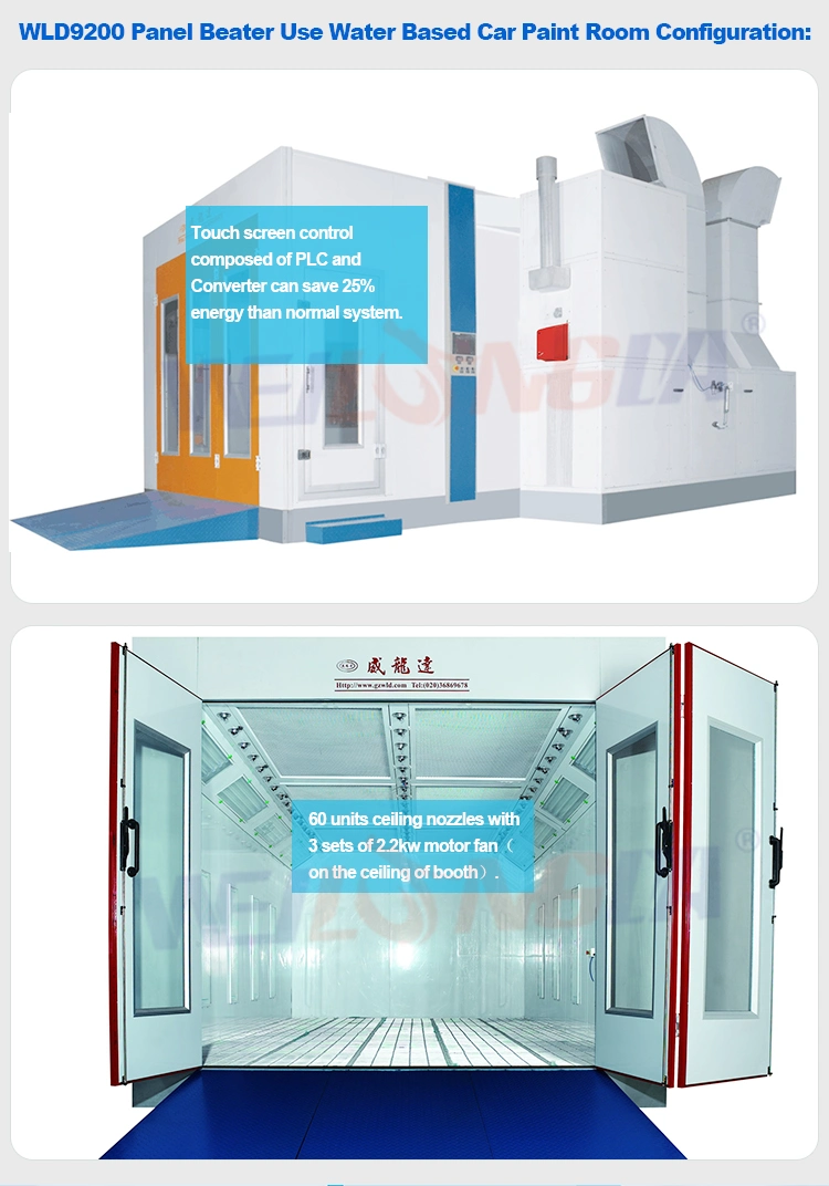 Wld9200 (CE) Quality Automotive Painting Powder Coating Machine Room Car Van Bus Truck Paint Box Spraying Cabin Chamber Cabinet Water Based Paint Spray Booth